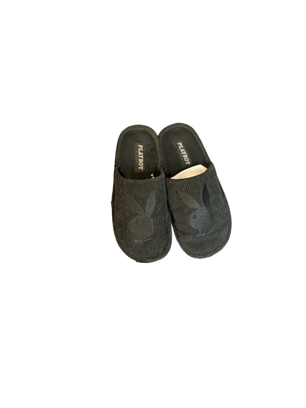 Playboy By PacSun Corduroy Bunny Slippers Black Size S/M 5/6 Length 10”